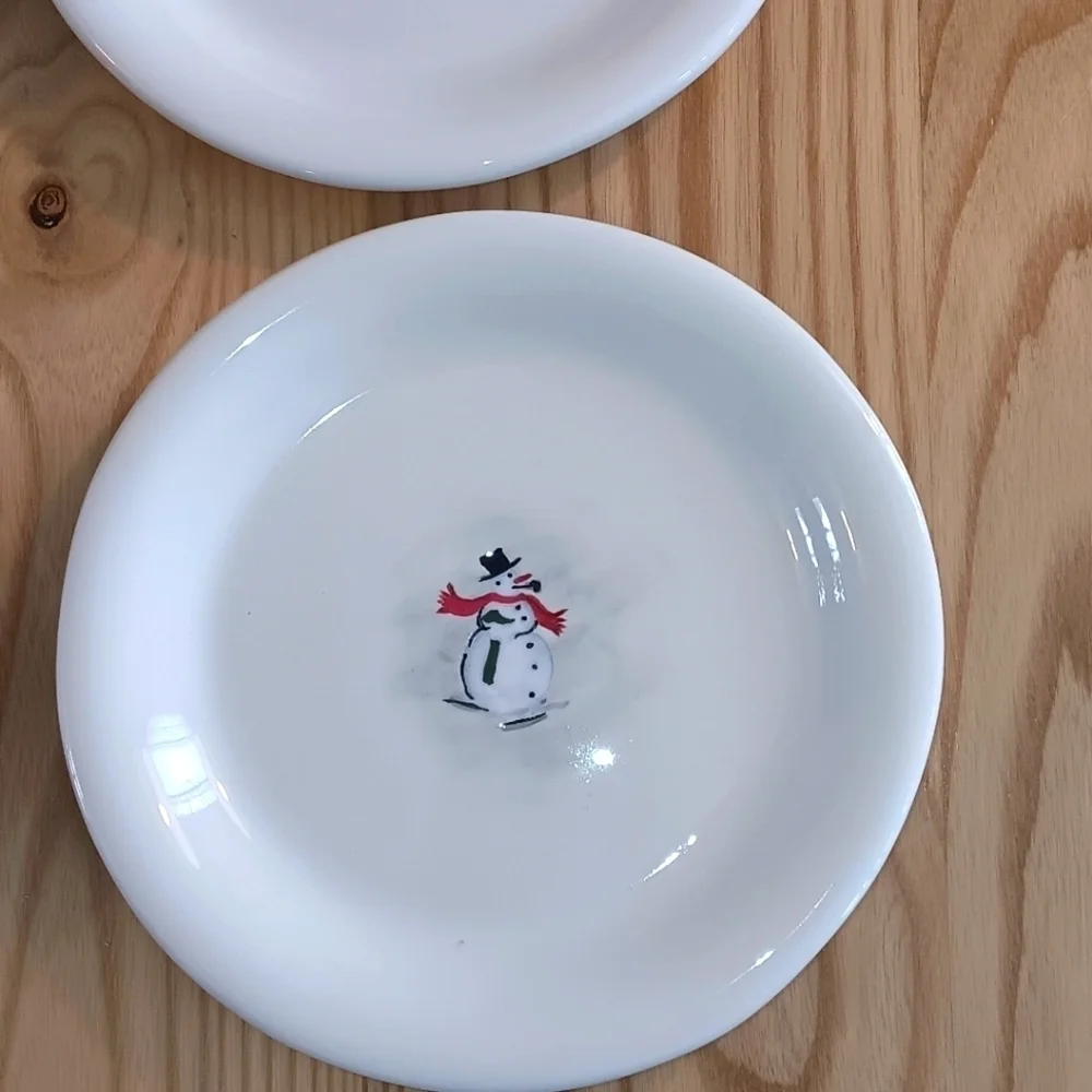 William Sonoma Snowman Dessert Plates Set Of Six